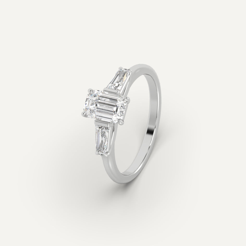 טבעת אירוסין יהלום טבעי בזהב לבן 14K