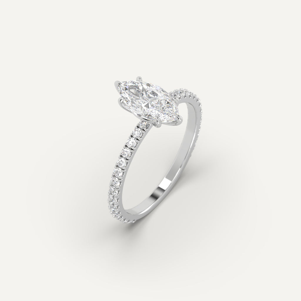 טבעת אירוסין זהב לבן עם יהלום מרקיזה 1 קראט