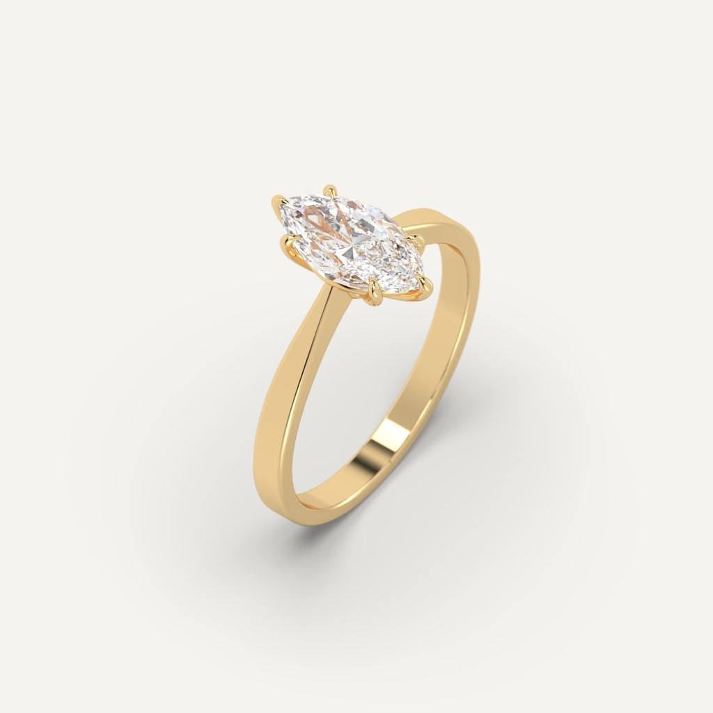טבעת אירוסין זהב צהוב עם יהלום מרקיזה 1 קראט