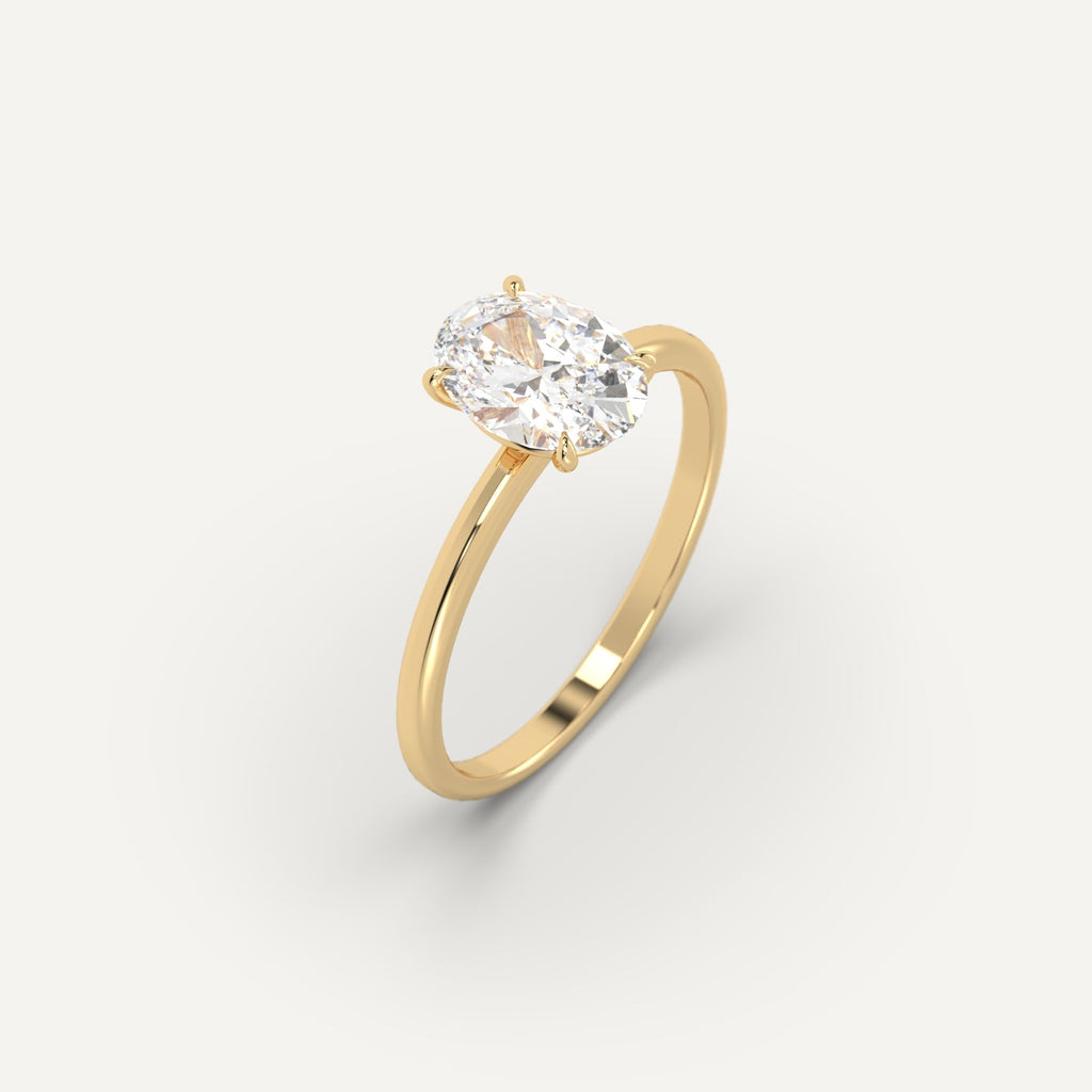 טבעת אירוסין זהב צהוב עם יהלום אובל 1 קראט