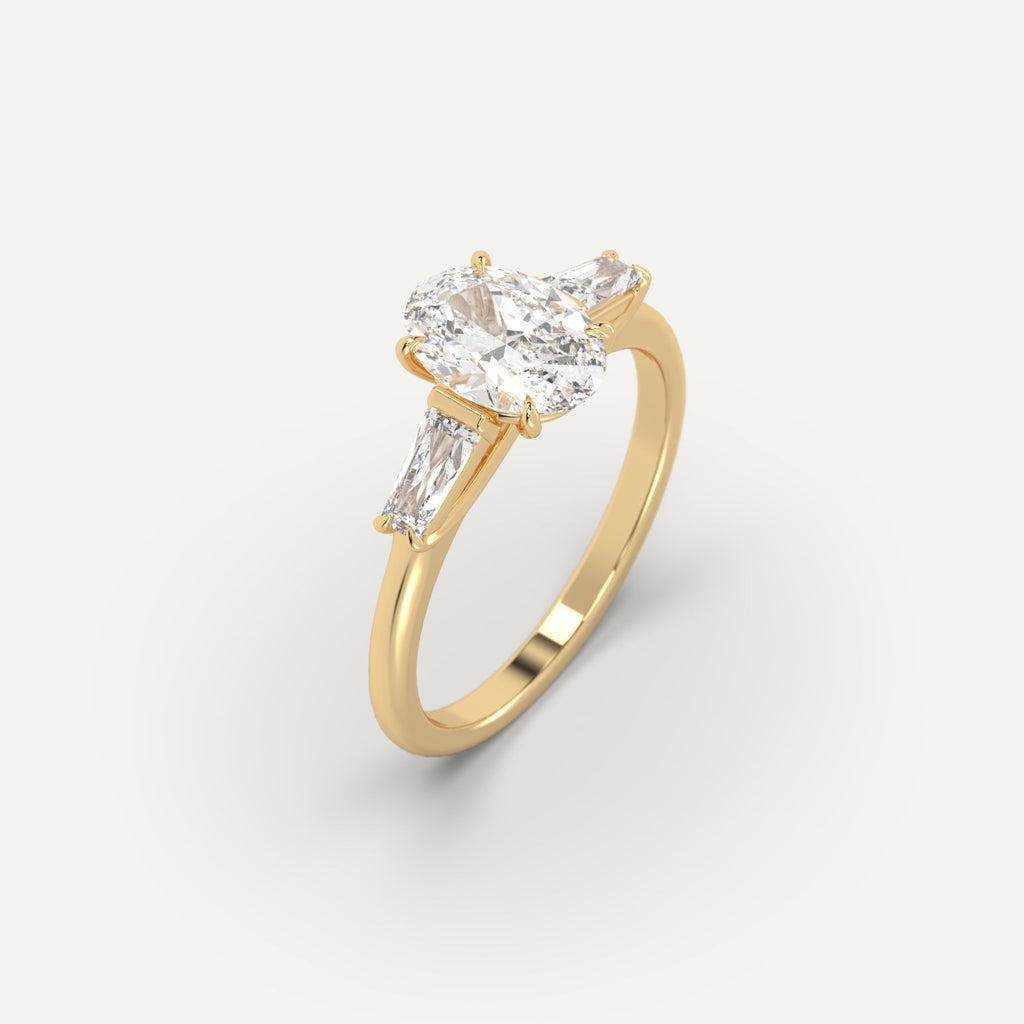 טבעת אירוסין זהב צהוב עם יהלום אובל 1 קראט