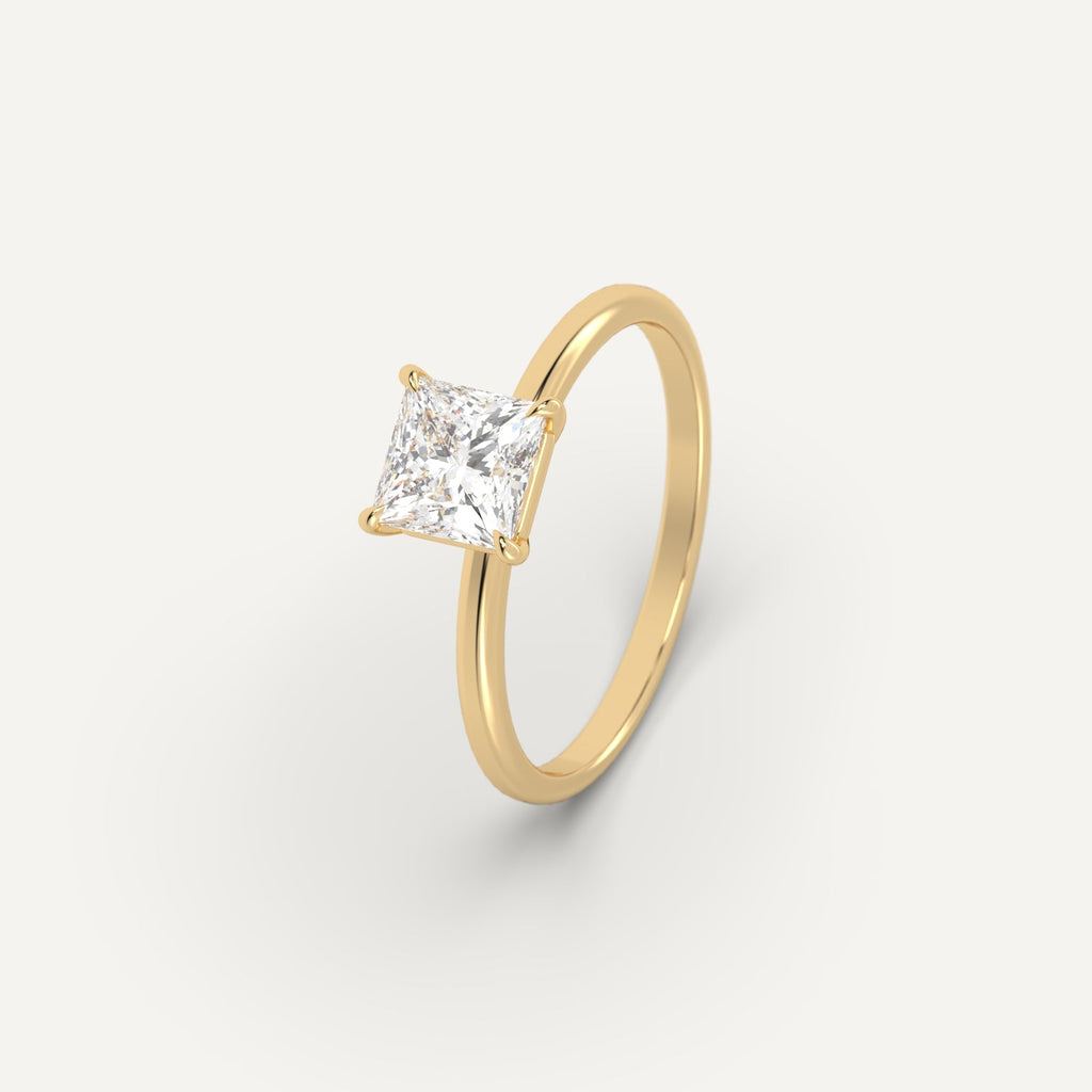 טבעת אירוסין יהלום טבעי בזהב צהוב 14K