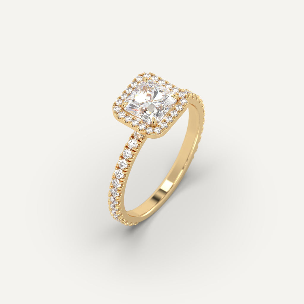 טבעת אירוסין זהב צהוב עם יהלום רדיאן 1 קראט