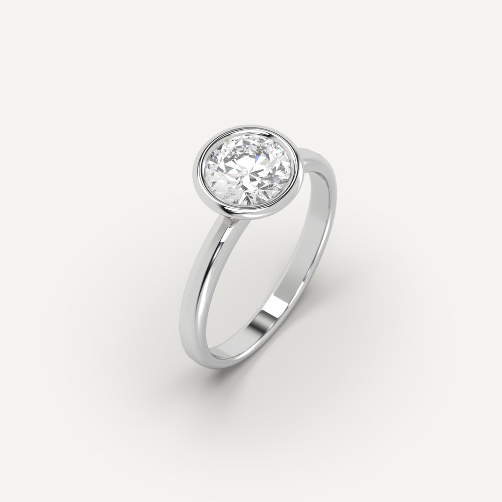 טבעת אירוסין זהב לבן עם יהלום עגול 1 קראט