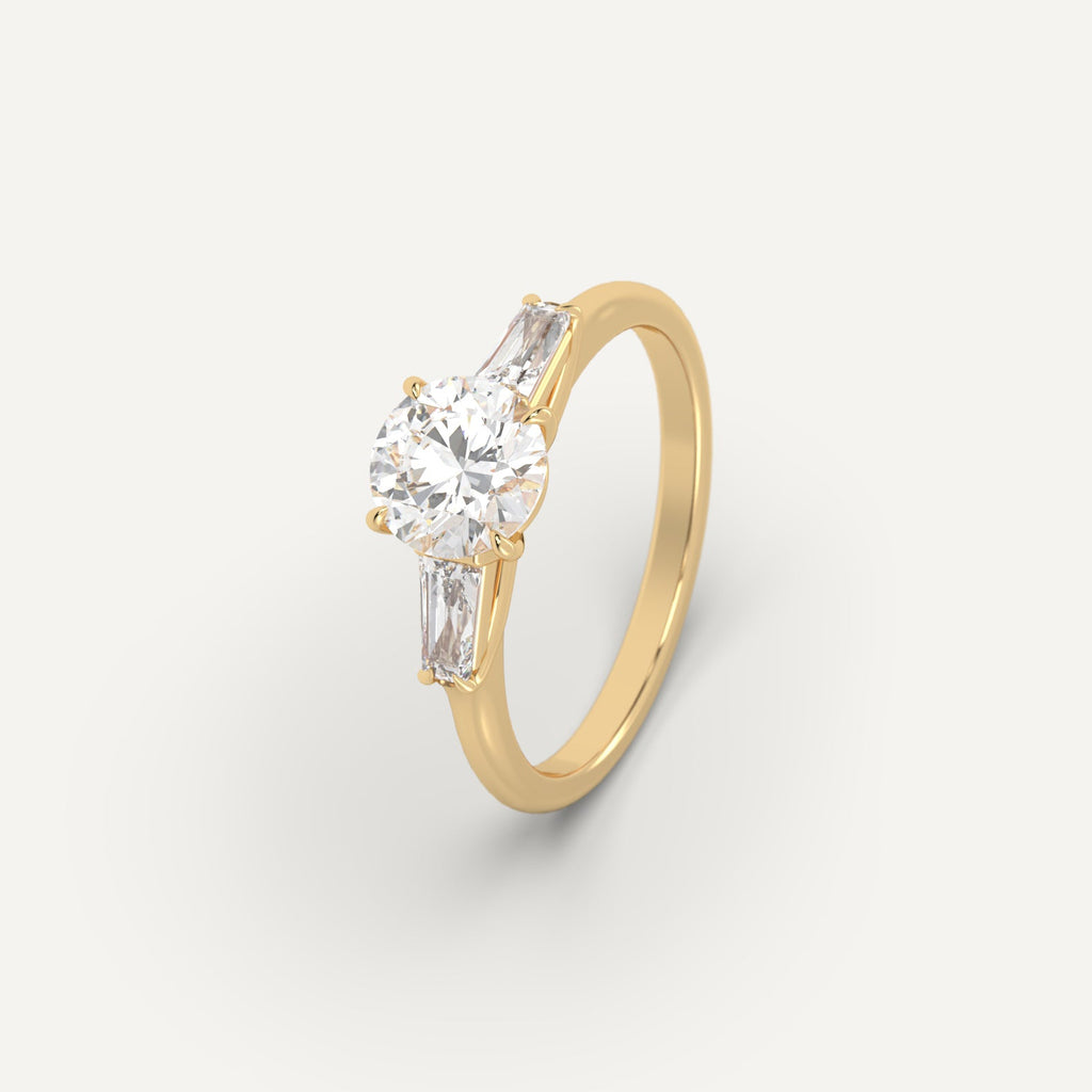 טבעת אירוסין יהלום טבעי בזהב צהוב 14K
