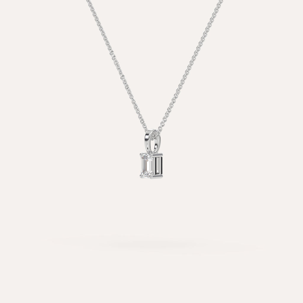 שרשרת תליון יהלום אמרלד 1/4 קראט זהב לבן 14K