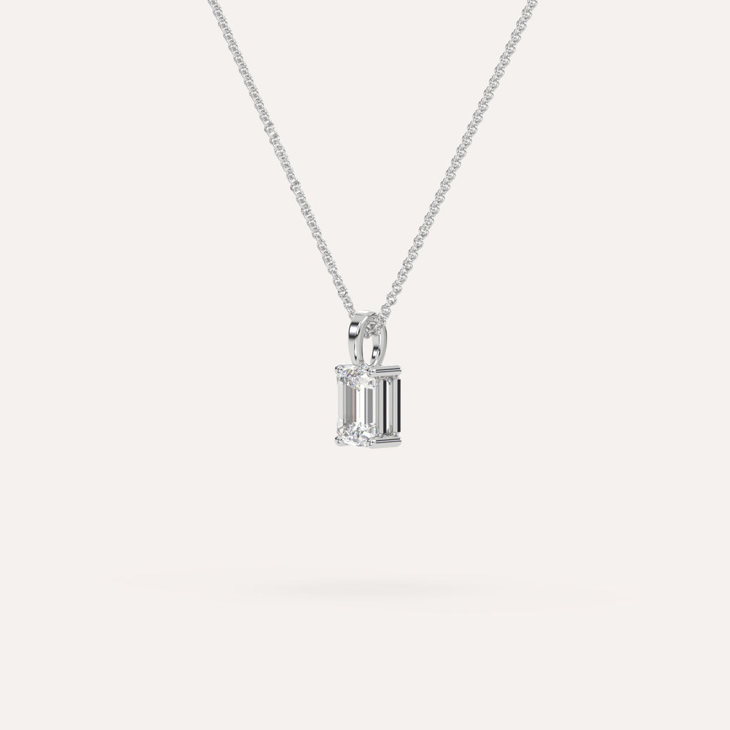 שרשרת תליון יהלום אמרלד 1/2 קראט זהב לבן 14K