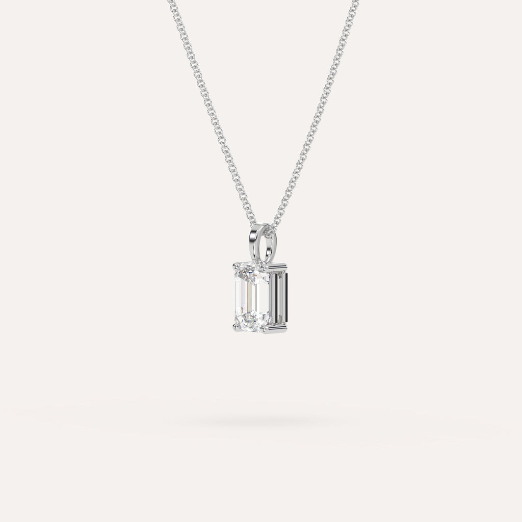 שרשרת תליון יהלום אמרלד 1 קראט זהב לבן 14K