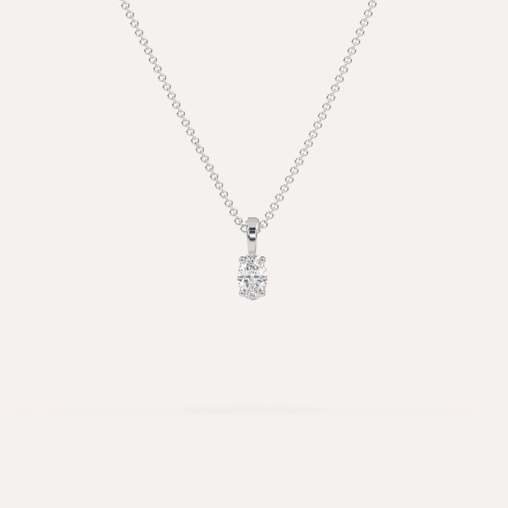 שרשרת תליון יהלום אובל 1/4 קראט זהב לבן 14K