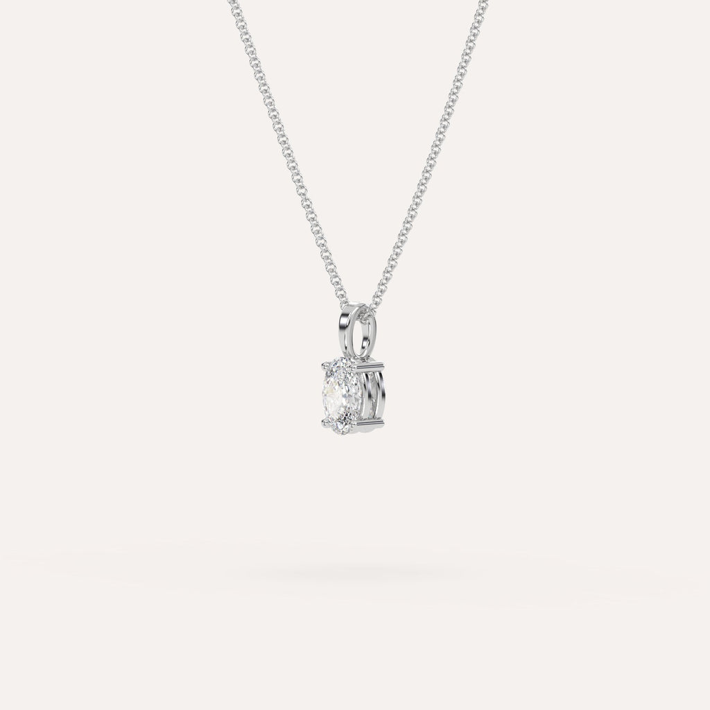 שרשרת תליון יהלום אובל 1/2 קראט זהב לבן 14K
