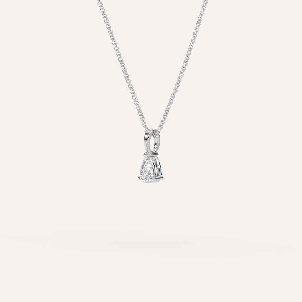 שרשרת תליון יהלום טיפה 1/4 קראט זהב לבן 14K