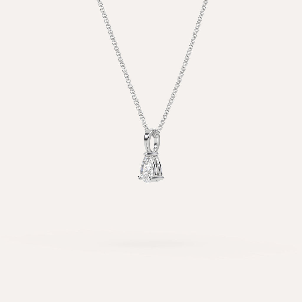 שרשרת תליון יהלום טיפה 1/2 קראט זהב לבן 14K