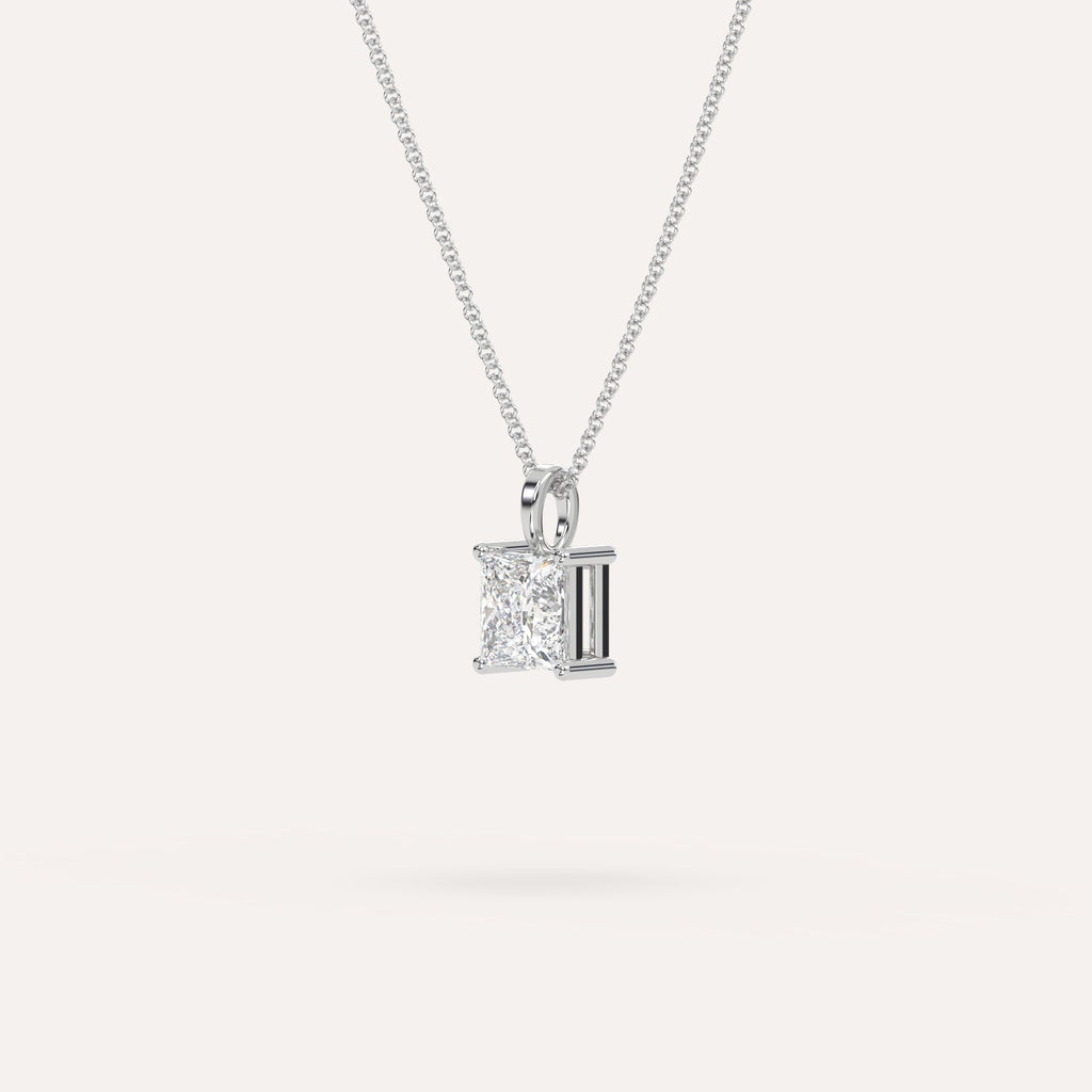 שרשרת תליון יהלום פרינסס 1 קראט זהב לבן 14K