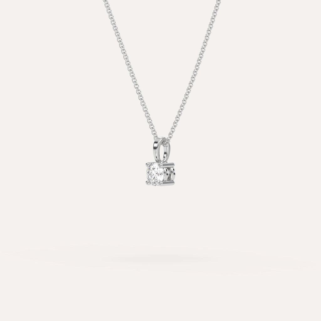 שרשרת תליון יהלום עגול 1/4 קראט זהב לבן 14K