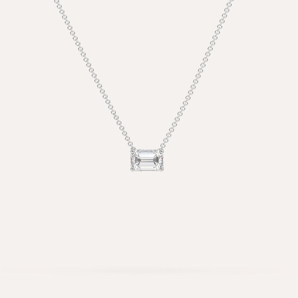 שרשרת יהלום מרחף אמרלד 1/2 קראט זהב לבן 14K