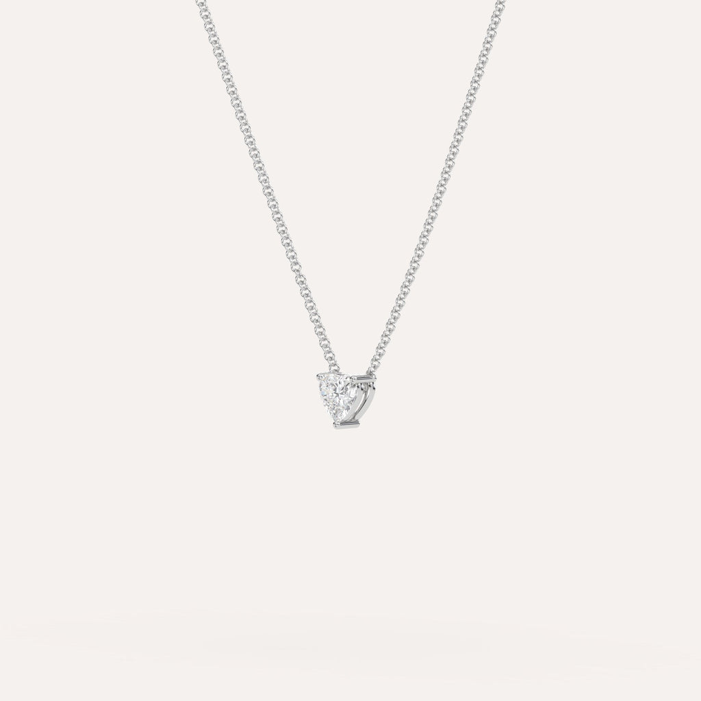 שרשרת יהלום אחד בודד לב 1/4 קראט זהב לבן 14K