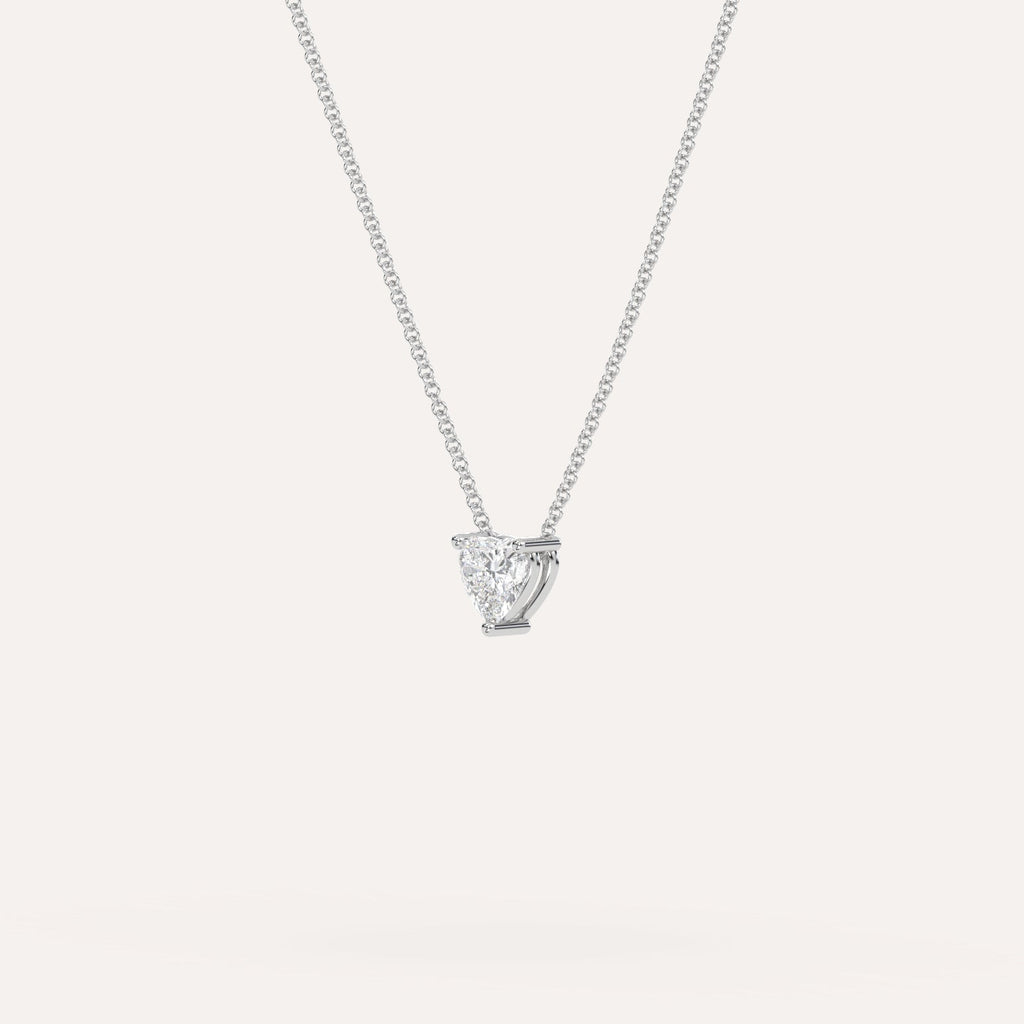 שרשרת יהלום אחד בודד לב 1/2 קראט זהב לבן 14K