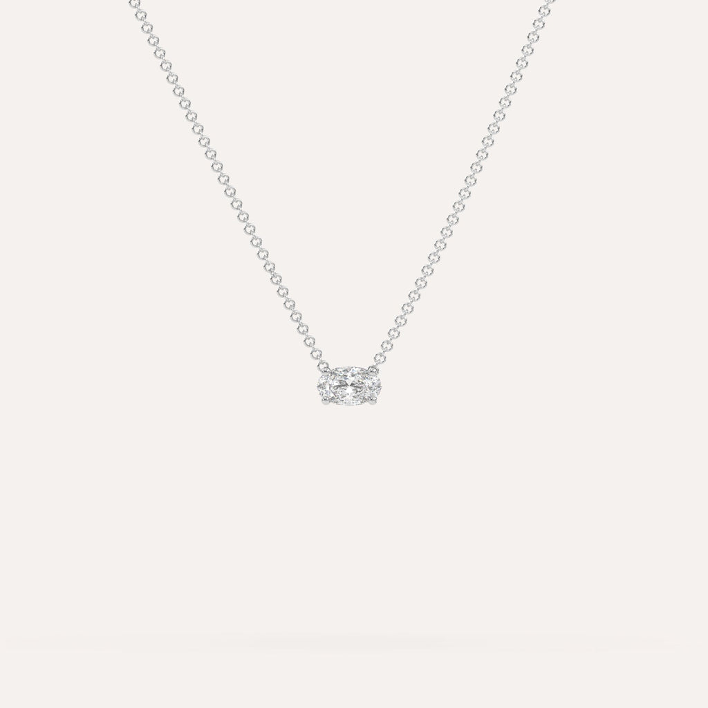 שרשרת יהלום מרחף אובל 1/4 קראט זהב לבן 14K