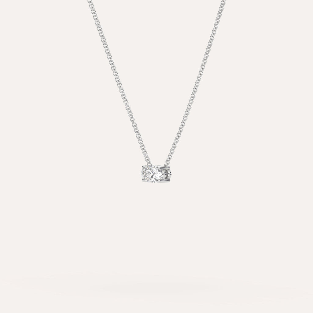 שרשרת יהלום אחד בודד אובל 1/4 קראט זהב לבן 14K