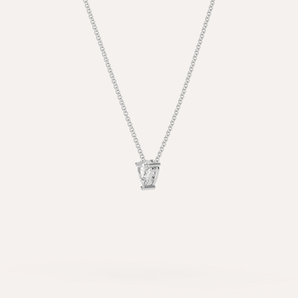 שרשרת יהלום אחד בודד טיפה 1/4 קראט זהב לבן 14K