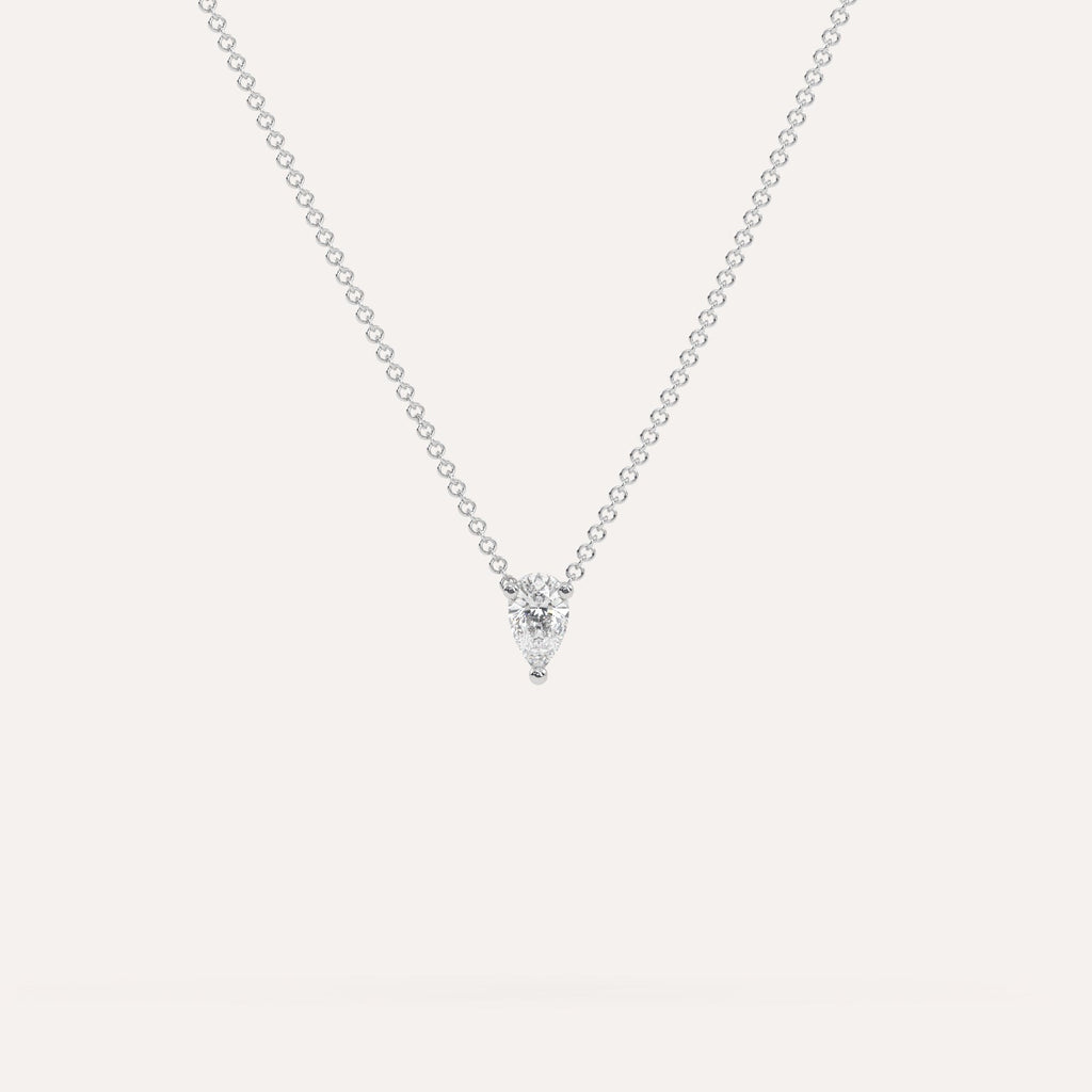 שרשרת יהלום מרחף טיפה 1/2 קראט זהב לבן 14K