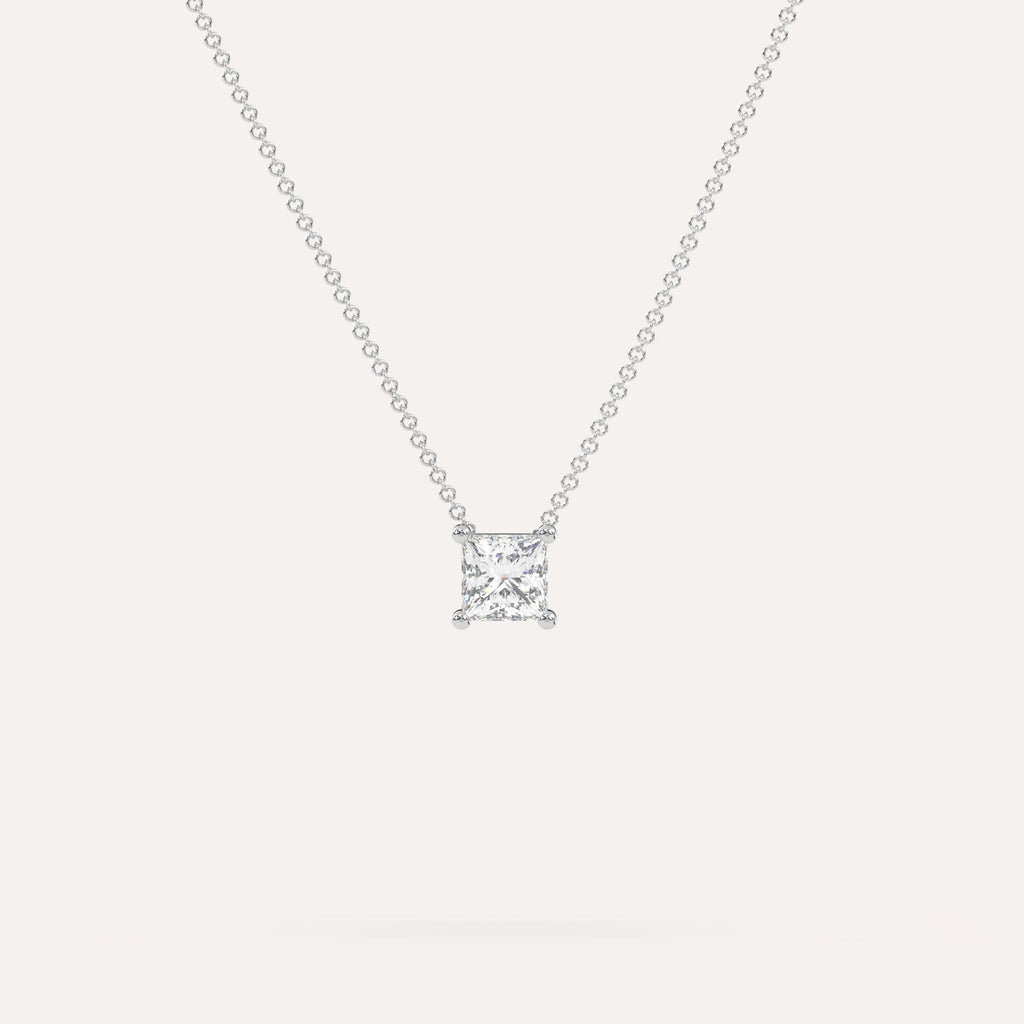 שרשרת יהלום מרחף פרינסס 1/2 קראט זהב לבן 14K