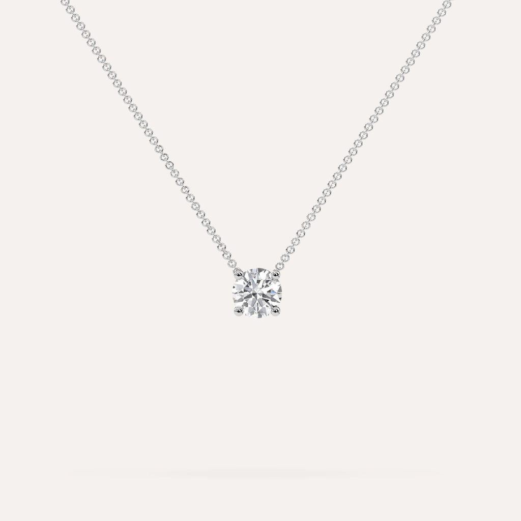 שרשרת יהלום מרחף עגול 1/2 קראט זהב לבן 14K
