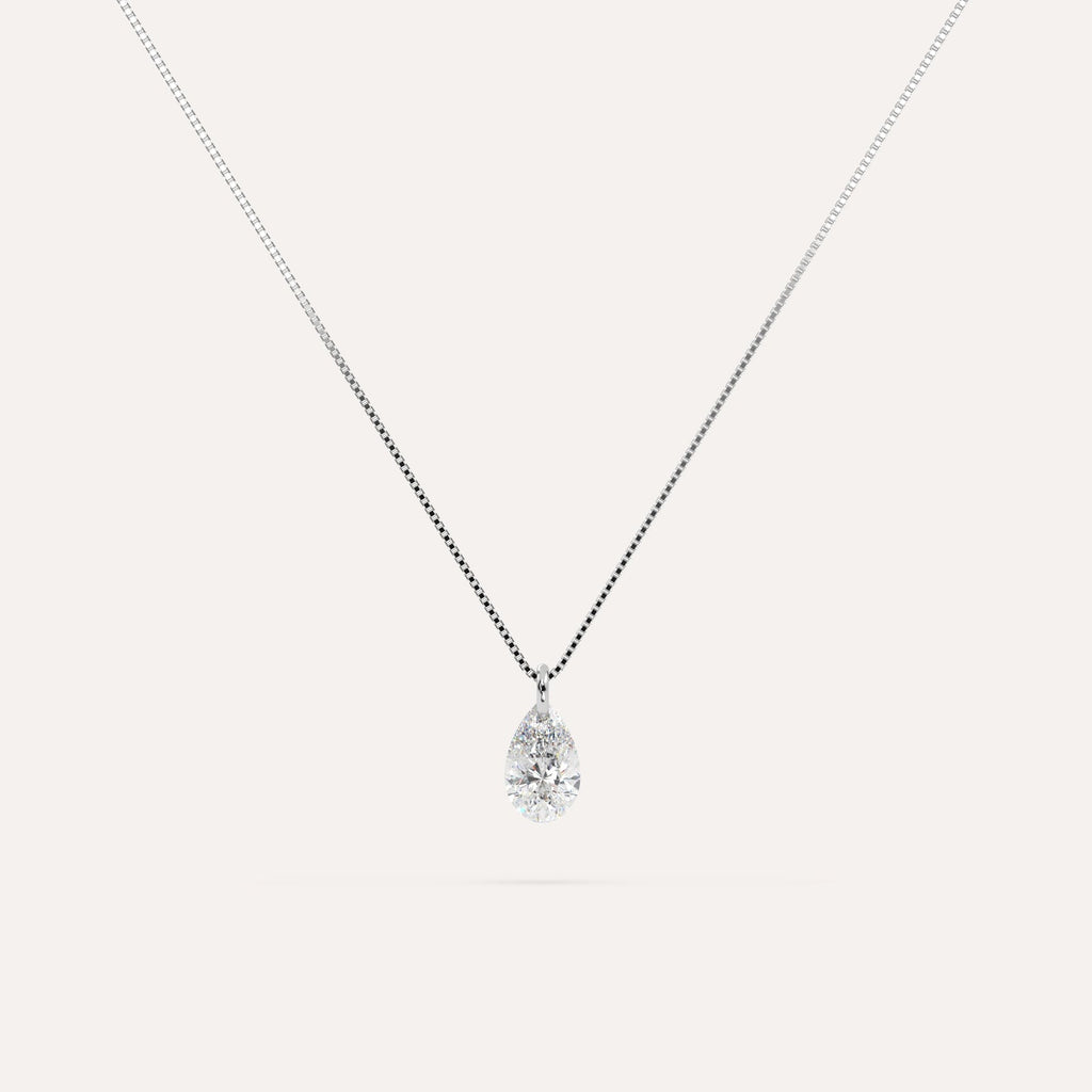 שרשרת יהלום מעבדה מרחף טיפה 1/2 קראט זהב לבן 14K