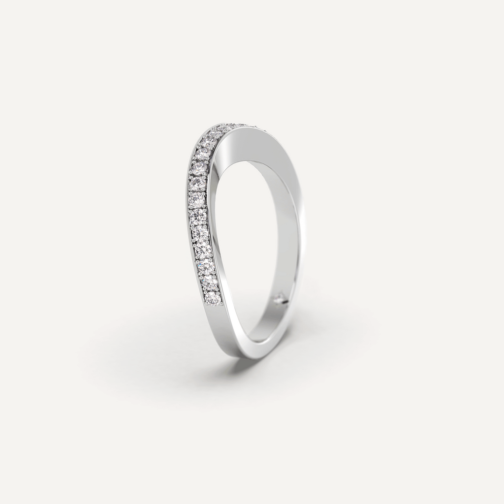 Curved Wedding Band White Gold Diamond Ring
