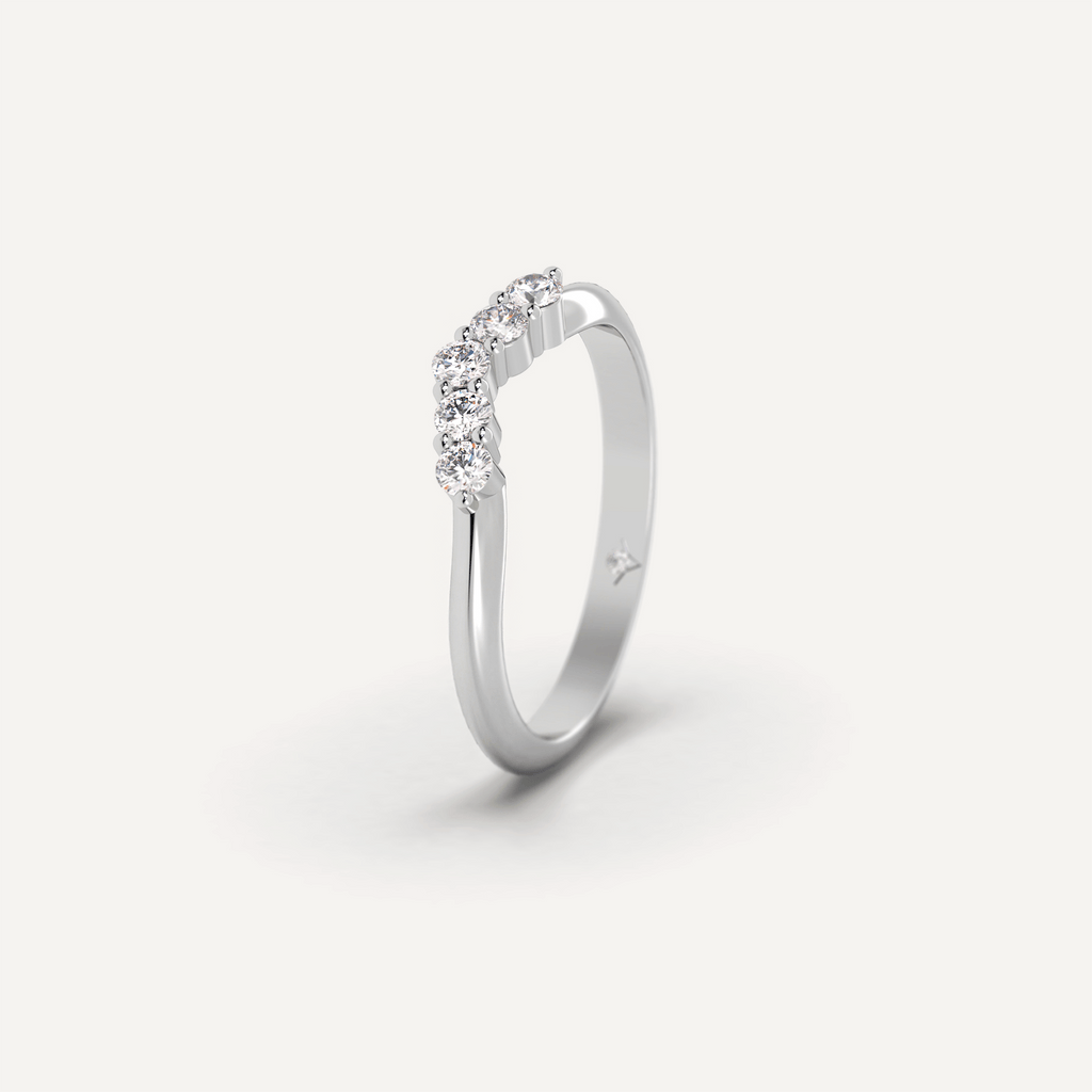 Curved Shared Prong Diamond Wedding Band