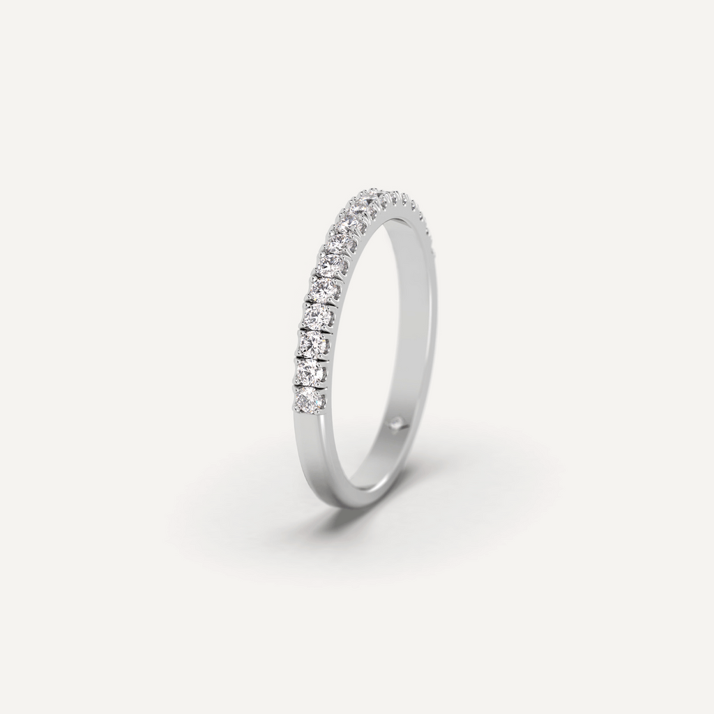 White Gold Diamond Wedding Ring Pavé Set Band