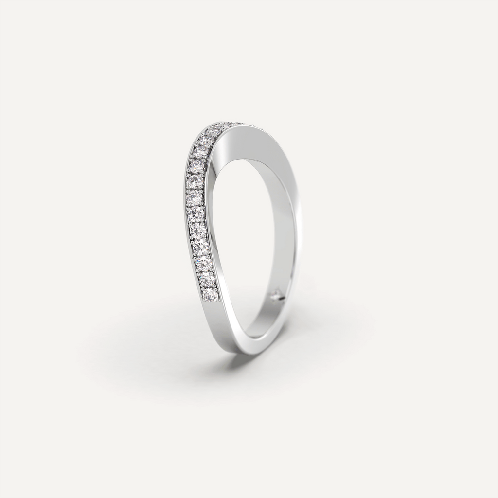 Wedding Curved Diamond Pavé Set Wedding Band Ring