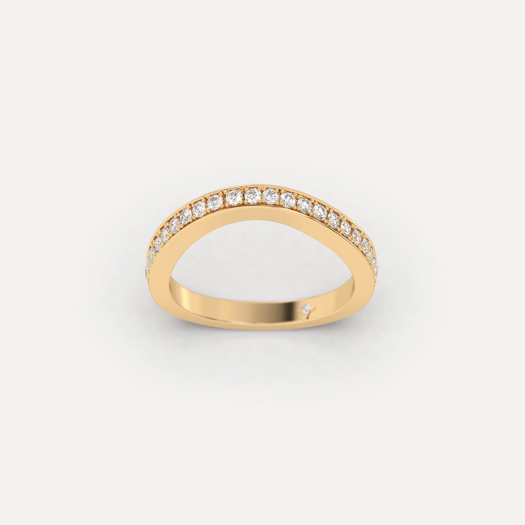 Wedding Curved Diamond Pavé Set Wedding Band Ring
